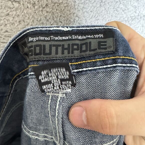 Southpole 4180 Jeans Mens 38x29 Dark Wash Denim Baggy Y2K Skater Hip‎ Hop - Picture 9 of 11